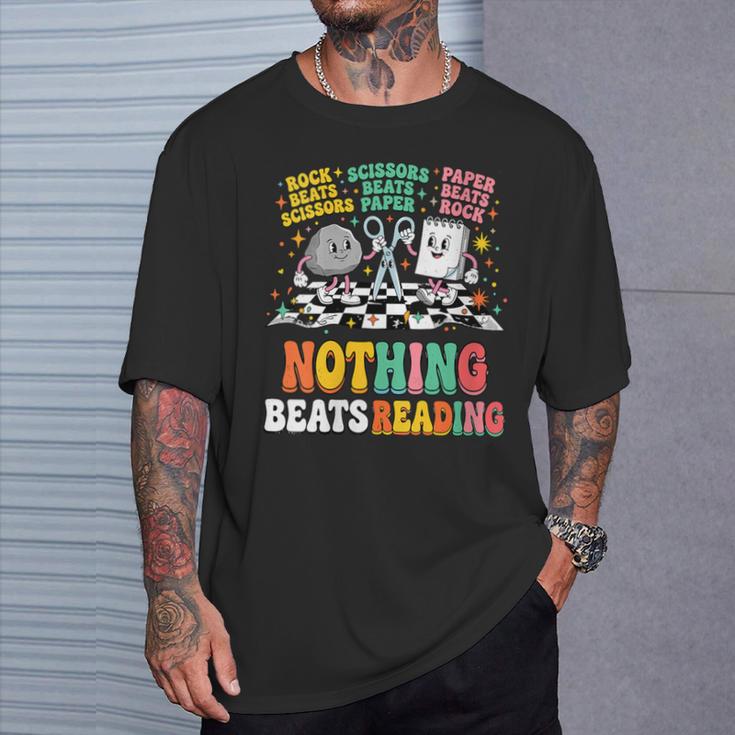 Women's Nothing Beats Reading Rock Paper Scissors Book Love T-Shirt Gifts for Him Women's Nothing Beats Reading Rock Paper Scissors Book Love T-Shirt Gifts for Him