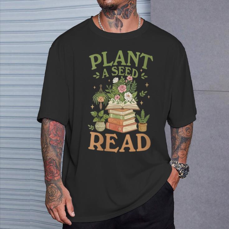 Women's Plant A Seed Read Summer Reading 2026 Teacher Librarian Book T-Shirt Gifts for Him