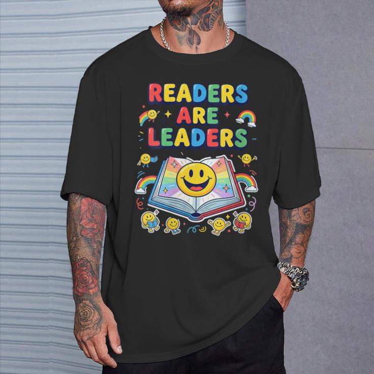 Women's Readers Are Leaders Reading Book Lovers Teacher Rainbow Kids T-Shirt Gifts for Him