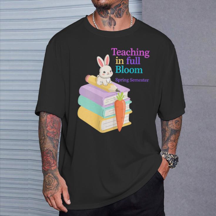 Women's Teaching Spring Semester Bunny Books Pencil Classroom T-Shirt Gifts for Him