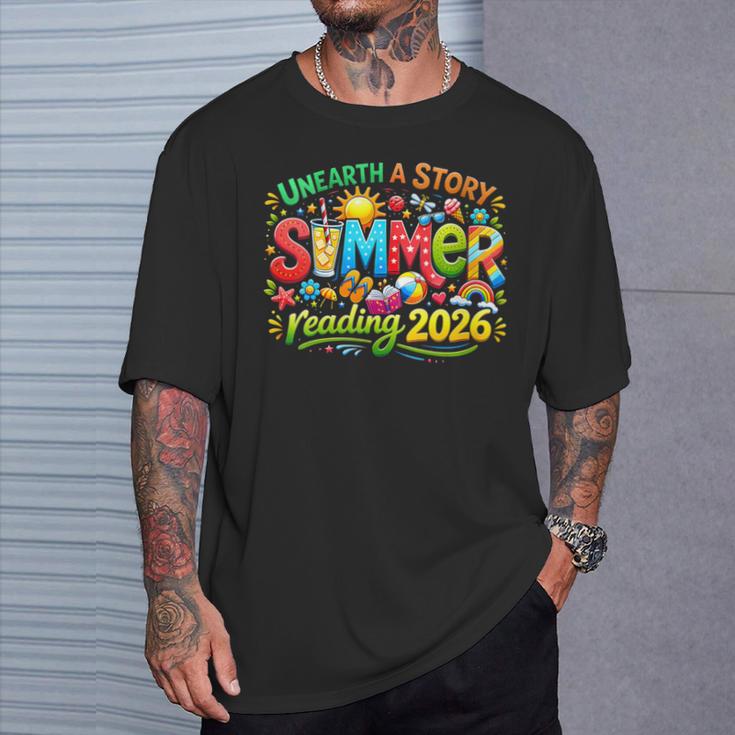 Women's Unearth a Story Summer 2026 Summer Reading Program Book T-Shirt Gifts for Him Women's Unearth a Story Summer 2026 Summer Reading Program Book T-Shirt Gifts for Him