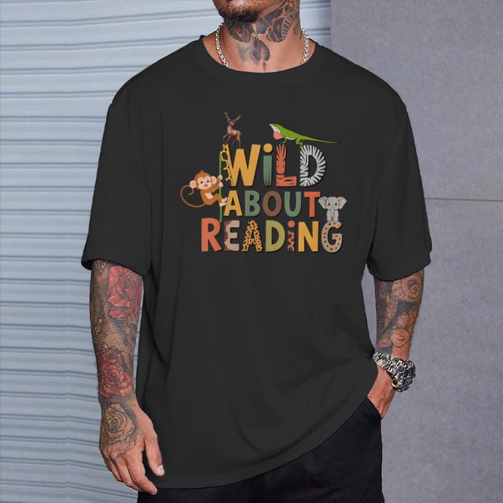 Women's Wild About Reading Book Animal Children's Book Lover Teacher T-Shirt Gifts for Him Women's Wild About Reading Book Animal Children's Book Lover Teacher T-Shirt Gifts for Him