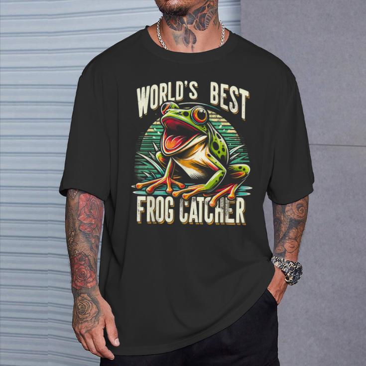 Worlds Best カエルキャッチキャッチャー ハンティングコレクター Tシャツ 彼への贈り物