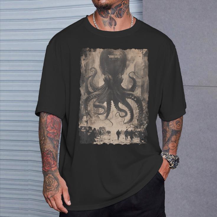 Y2k Hip Hop Fashionヒップホップ メンズ レディース ストリートウェア レトロホラー モンスター タコ Tシャツ 彼への贈り物