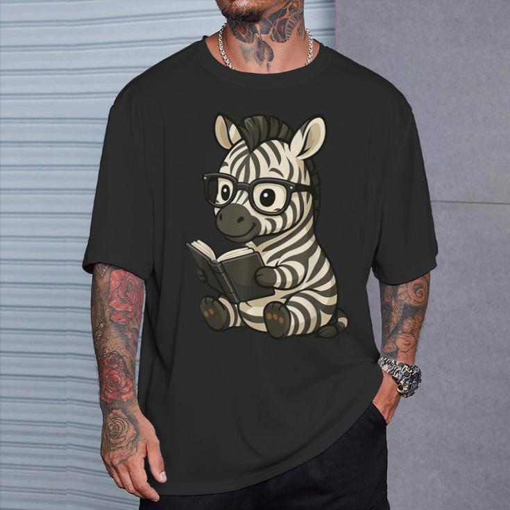 Zebra Reading Book Lover T-Shirt Gifts for Him