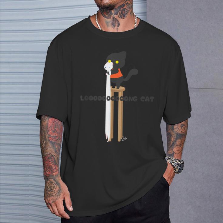 【長い猫】 ロングキャット メンズ レディース キッズ ねこ イラスト Tシャツ 彼への贈り物
