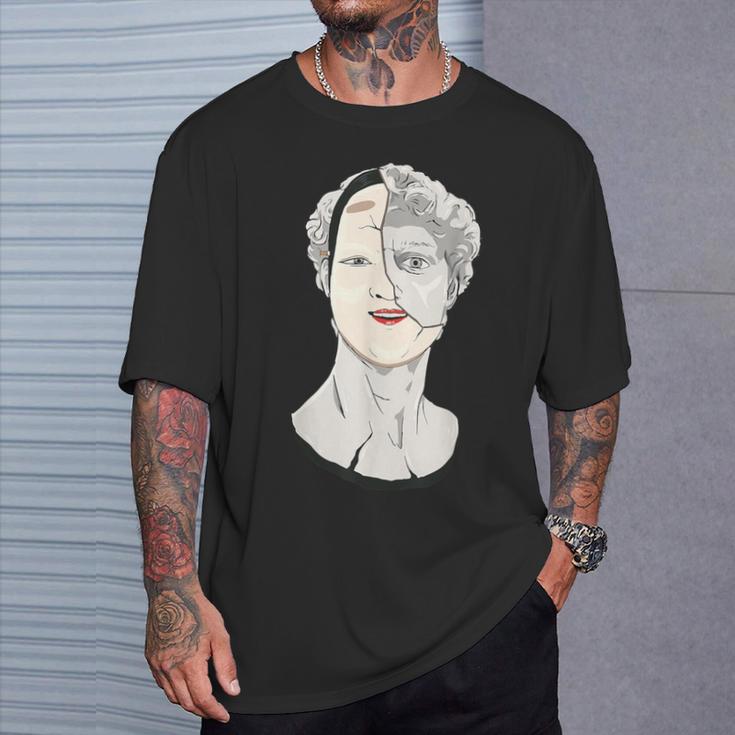 あんぐらけい 暗黒 日本 美 能面 ダビデ像 Tシャツ 彼への贈り物
