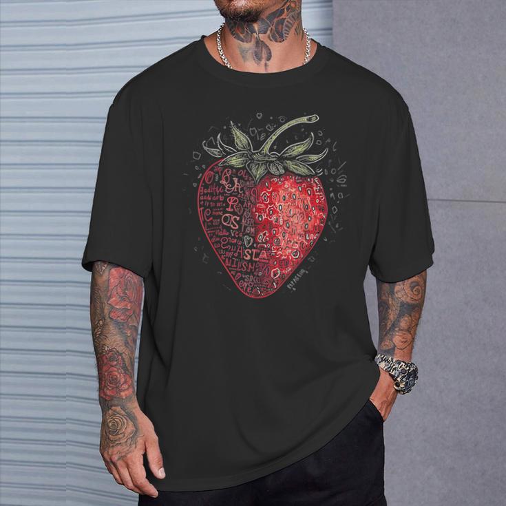 いちごモチーフ イラスト アート いちご Tシャツ 彼への贈り物