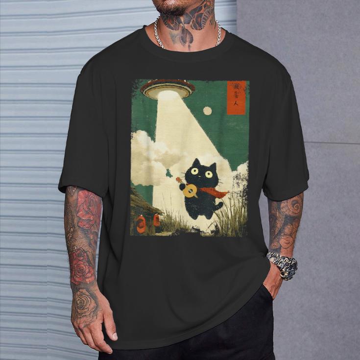 おもしろい 日本猫誘拐 エイリアン Ufo ギター ウクレレ 音楽 Tシャツ 彼への贈り物