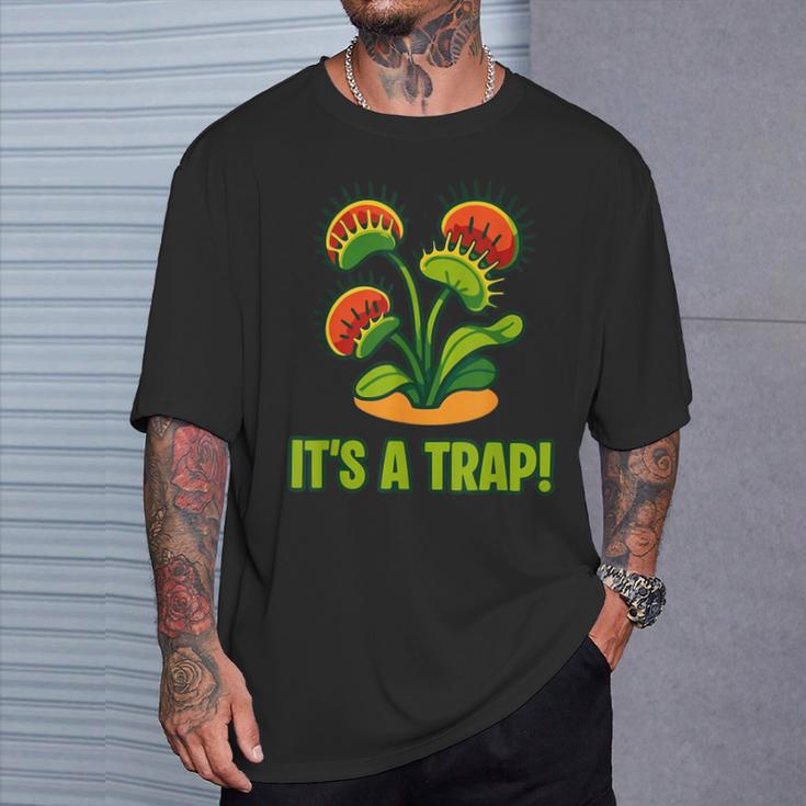おもしろハエトリグサ It's A Trap 食虫植物 ボタニカル Tシャツ 彼への贈り物