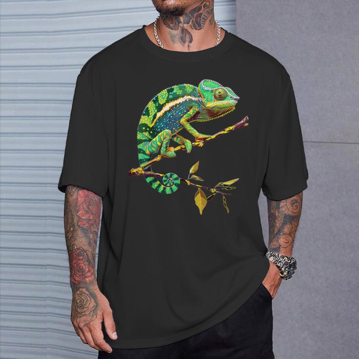 かわいいカラフルなカメレオントカゲ動物愛好家のアート Tシャツ 彼への贈り物