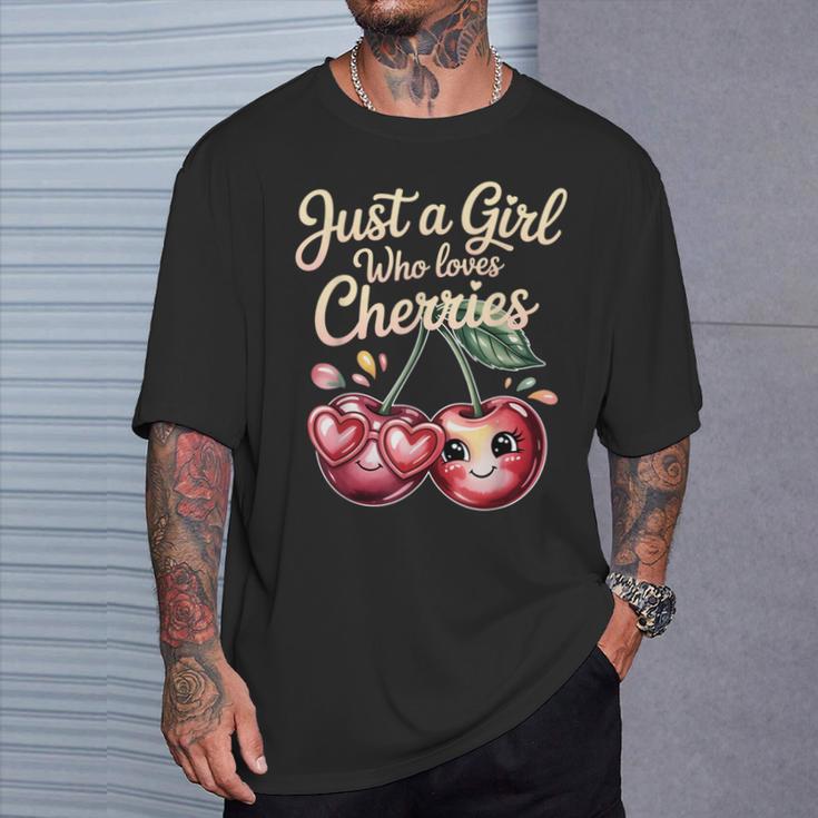 さくらんぼが大好きな女の子チェリーフルーツ好き Tシャツ 彼への贈り物