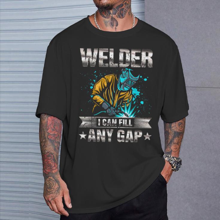 どんな隙間も埋めることができる溶接機、面白い加工溶接 Tシャツ 彼への贈り物