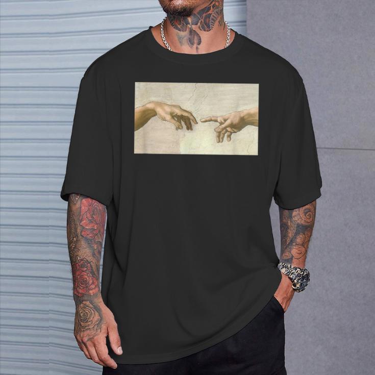 アダム・ミケランジェロによる創造 美術史 Tシャツ 彼への贈り物