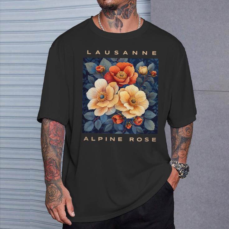 アルパインローズフラワー ローザンヌ Tシャツ 彼への贈り物