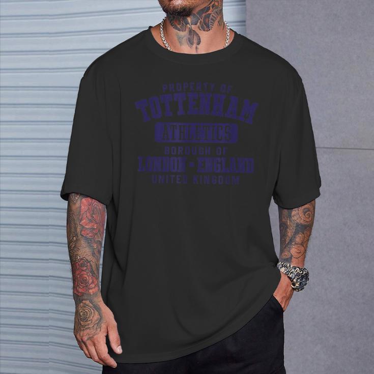 イギリスネイビープリントのトッテナムロンドンプロパティ Tシャツ 彼への贈り物