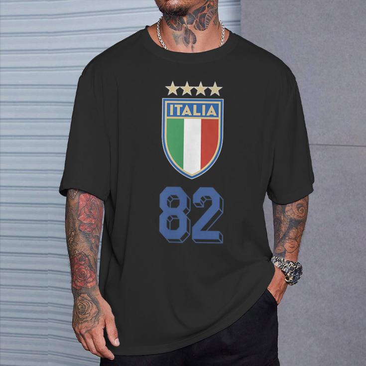 イタリア 1982 ワールドカップ サッカー ヴィンテージ クレスト グラフィック Tシャツ 彼への贈り物