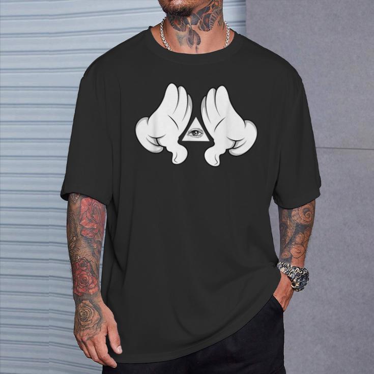 イルミナティ陰謀論 プロビデンスの目 おもしろtシャツ Tシャツ 彼への贈り物