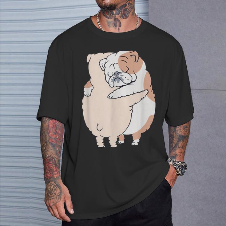 イングリッシュブルドッグハグ Tシャツ 彼への贈り物