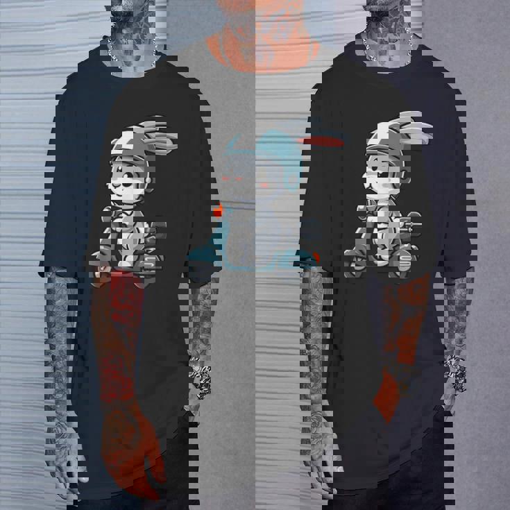 ウサギ スクーター ペット 面白い オートバイ Tシャツ 彼への贈り物