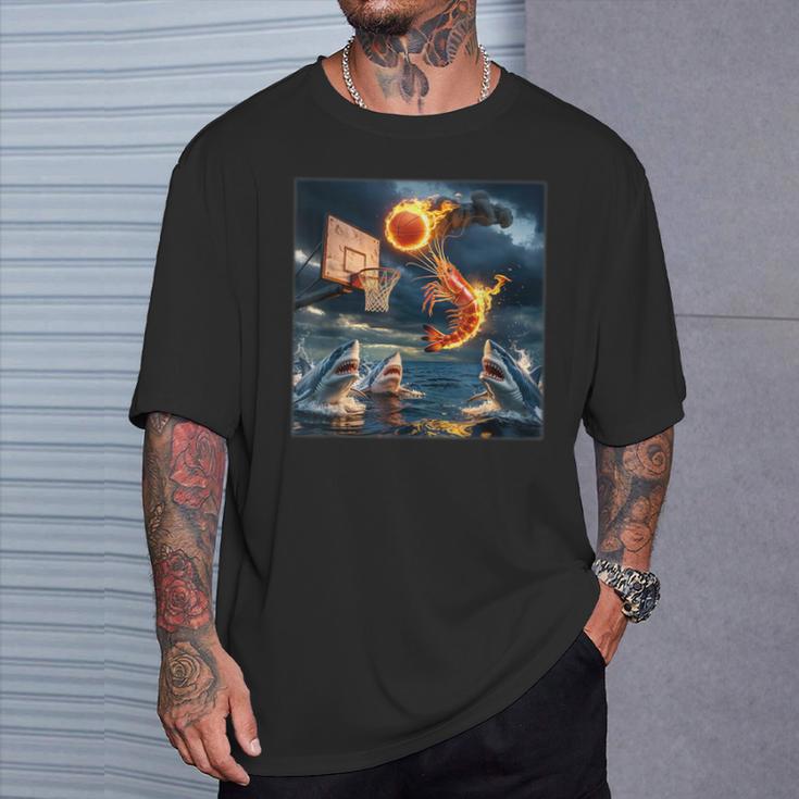 エビダンキングオンシャークファニーフィッシングミーム Tシャツ 彼への贈り物