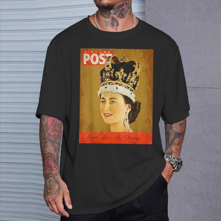 エリザベス女王 ファンビンテージポスター 英国王 Tシャツ 彼への贈り物