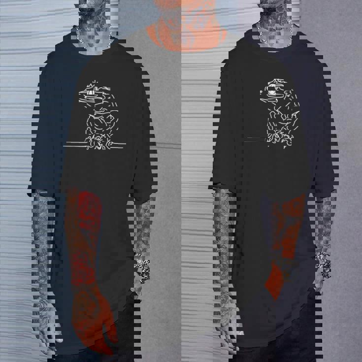 エレガントなラインアート ガーゴイル ヤモリ 爬虫類 Tシャツ 彼への贈り物