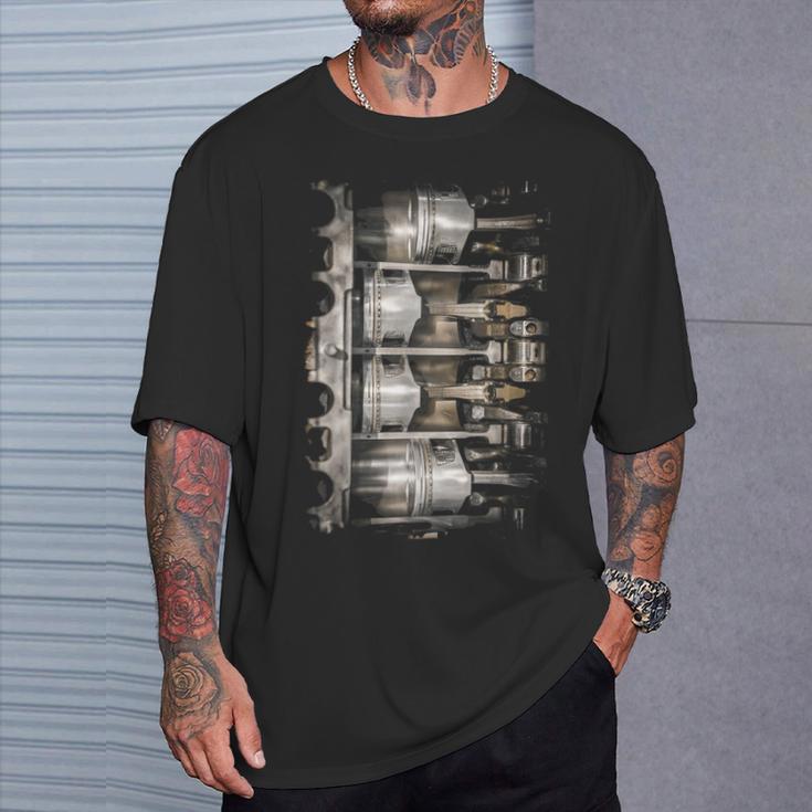 エンジンピストン断面背景 Tシャツ 彼への贈り物