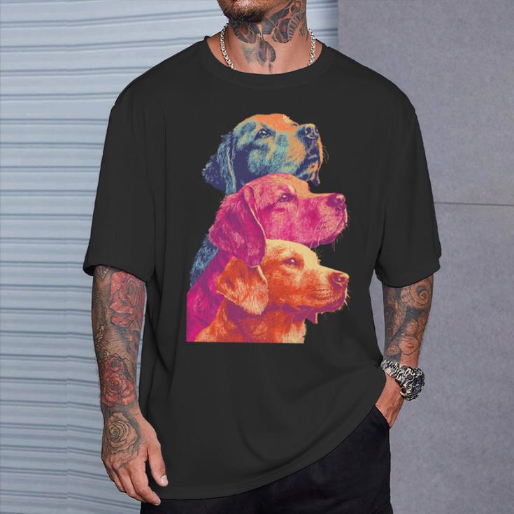 カラフルなラブラドールレトリバー犬夏の美的ペットアート 長袖tシャツ Tシャツ 彼への贈り物