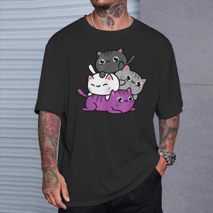 カワイイ猫の山 アセクシャルプライド Tシャツ 彼への贈り物