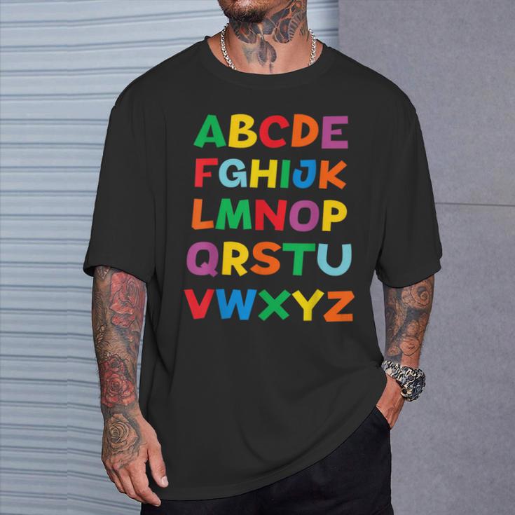 キッズ Abcs シャツ アルファベット カラフル 文字 読書 キッズ Tシャツ 彼への贈り物