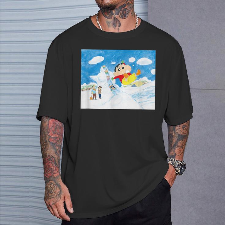 クレヨンしんちゃん 雪のすべり台 Tシャツ 彼への贈り物