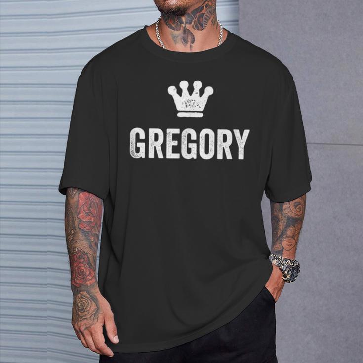 グレゴリー・ザ・キングクラウン・アンド・ネーム・デザインメン・コールド・グレゴリー Tシャツ 彼への贈り物