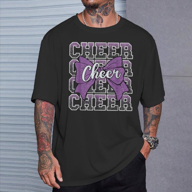 コケット チアボウ スポーツ チアリーダー チアリーディング パープル Tシャツ 彼への贈り物