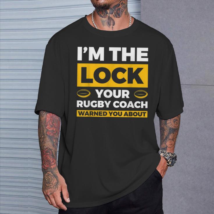 コーチがラグビーについて警告したロックはアイム・ザ・ロック Tシャツ 彼への贈り物