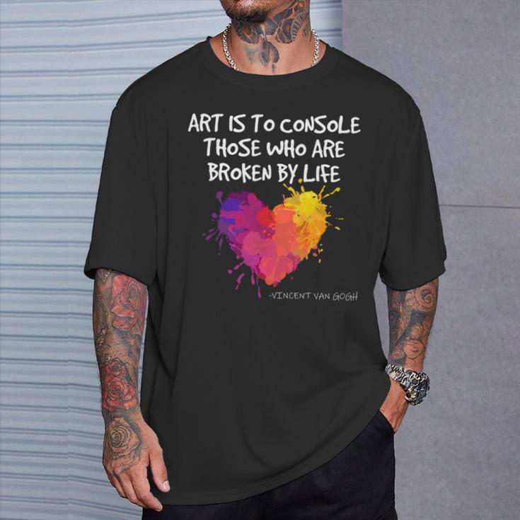 ゴッホ アート引用 ブロークンライフ アーティスト インスピレーション ハート バイブ 長袖tシャツ Tシャツ 彼への贈り物