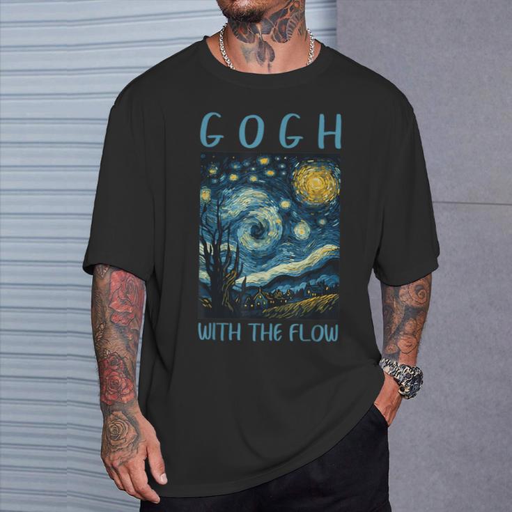 ゴッホ ゴッホ 流れる星月夜 美術史 駄洒落ユーモア Tシャツ 彼への贈り物