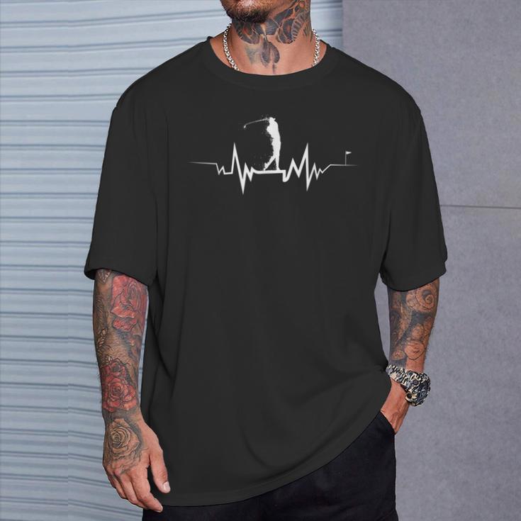 ゴルファーのためのゴルフハートビート面白いデザイン Tシャツ 彼への贈り物