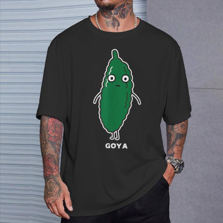 ゴーヤ ゴーヤー 顔 イラスト かわいい おもしろ 面白い 簡単 シンプル ゆるい 野菜 Tシャツ 彼への贈り物