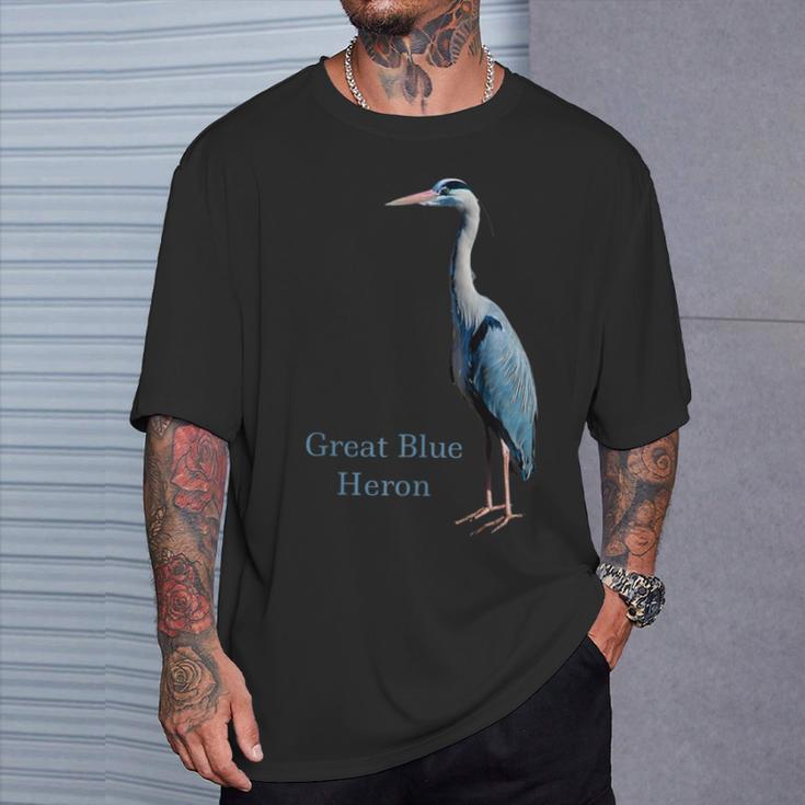 サギの鳥シャツ グレートブルーサギ 鳥類学 Tシャツ 彼への贈り物
