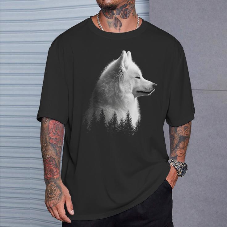 サモエド 犬 グラフィック ペット イラスト サモエド Tシャツ 彼への贈り物