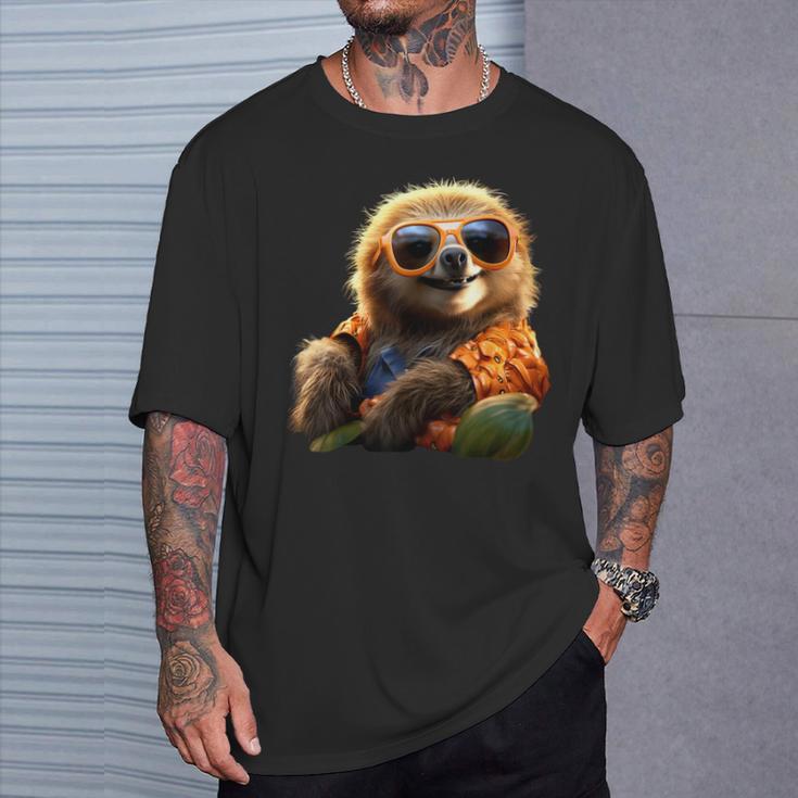 サングラスをかけたナマケモノかわいいナマケモノ Tシャツ 彼への贈り物