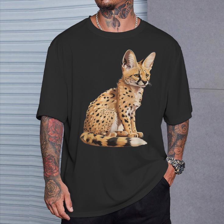 サーバル アニマル サーバルズ アフリカン ワイルドキャット サーバルキャット ワイルドキャット Tシャツ 彼への贈り物