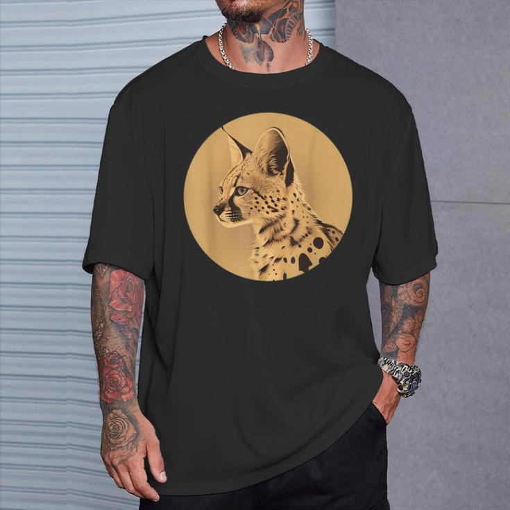 サーバル ワイルドキャット サーバルキャット アフリカン ワイルドキャット アニマル サーバル Tシャツ 彼への贈り物