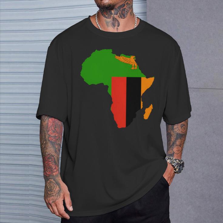 ザンビア国旗 アフリカ 大陸 シルエット ザンビアンへのギフト 長袖tシャツ Tシャツ 彼への贈り物