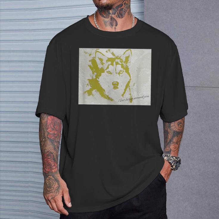 シベリアン ハスキーiberian Husky 愛犬 犬 雑貨 グッズ 人間用 愛犬家 犬好き Tシャツ 彼への贈り物