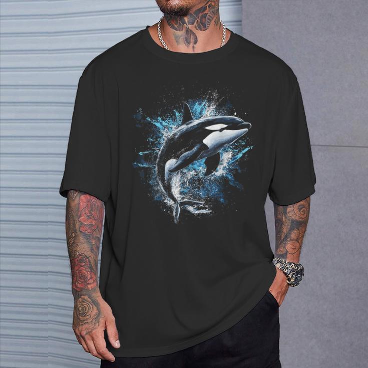 シャチ 動物 モチーフ アート シャチ Tシャツ 彼への贈り物