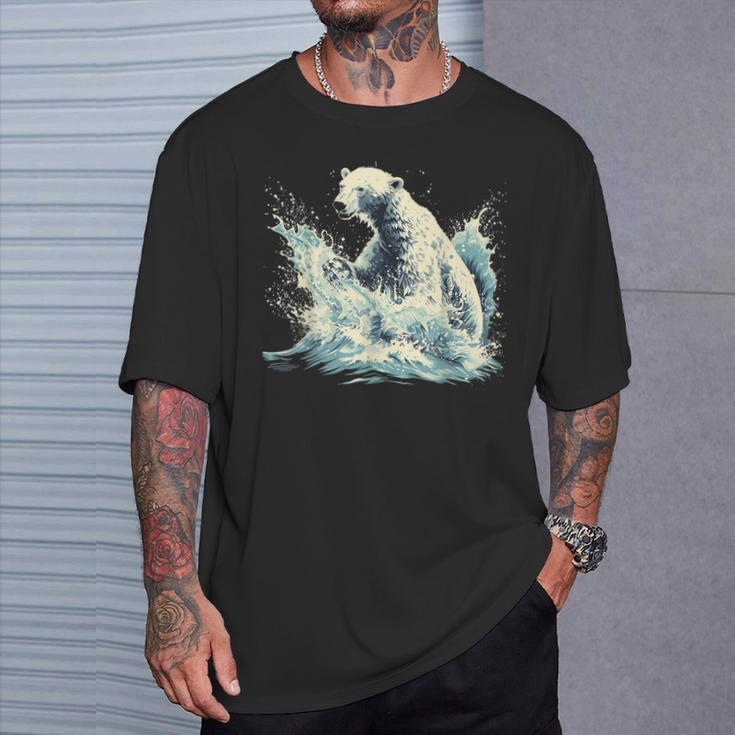 シロクマ 海洋哺乳類 アートワーク 海洋 シロクマモチーフ Tシャツ 彼への贈り物