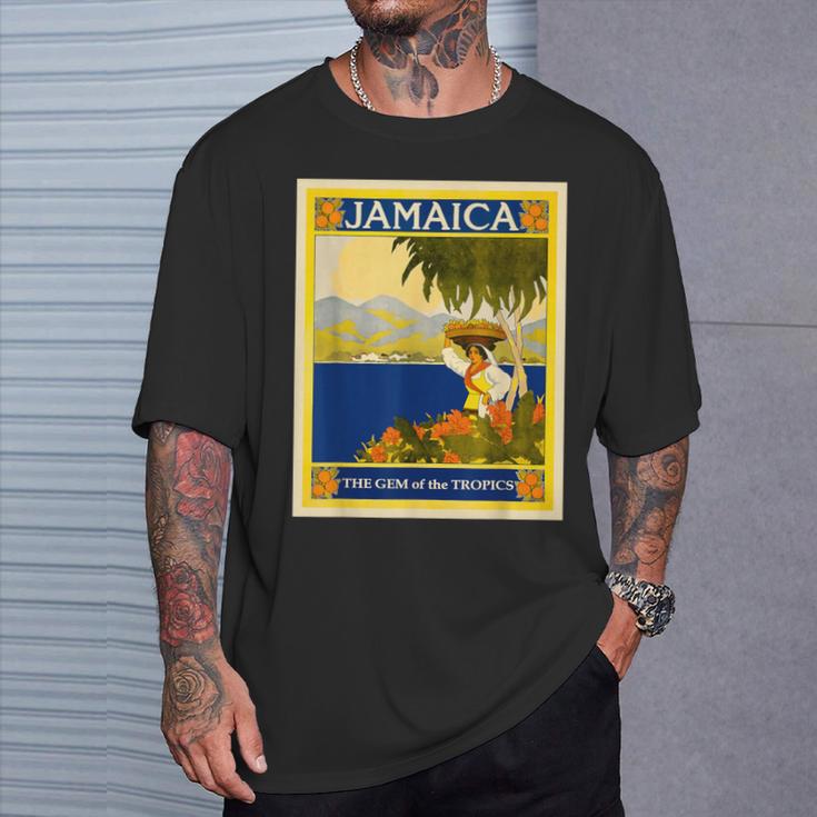 ジャマイカ熱帯地方の宝石レトロなヴィンテージ旅行ポスター Tシャツ 彼への贈り物
