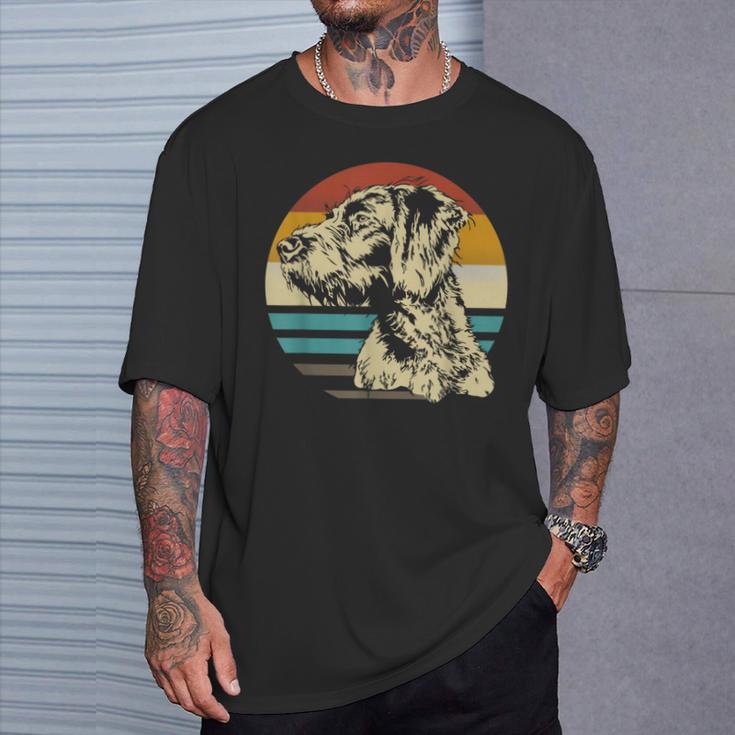 ジャーマンワイヤーヘアードハンター 犬の頭 あごひげ レトロ Tシャツ 彼への贈り物